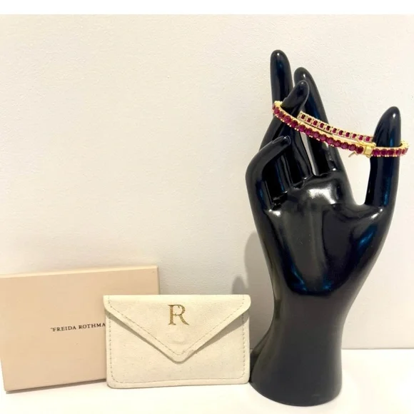 Freida Rothman Midnight Tri-Tone Twilight 14K Gold Tennis Bracelet Ruby Red - Picture 2 of 14